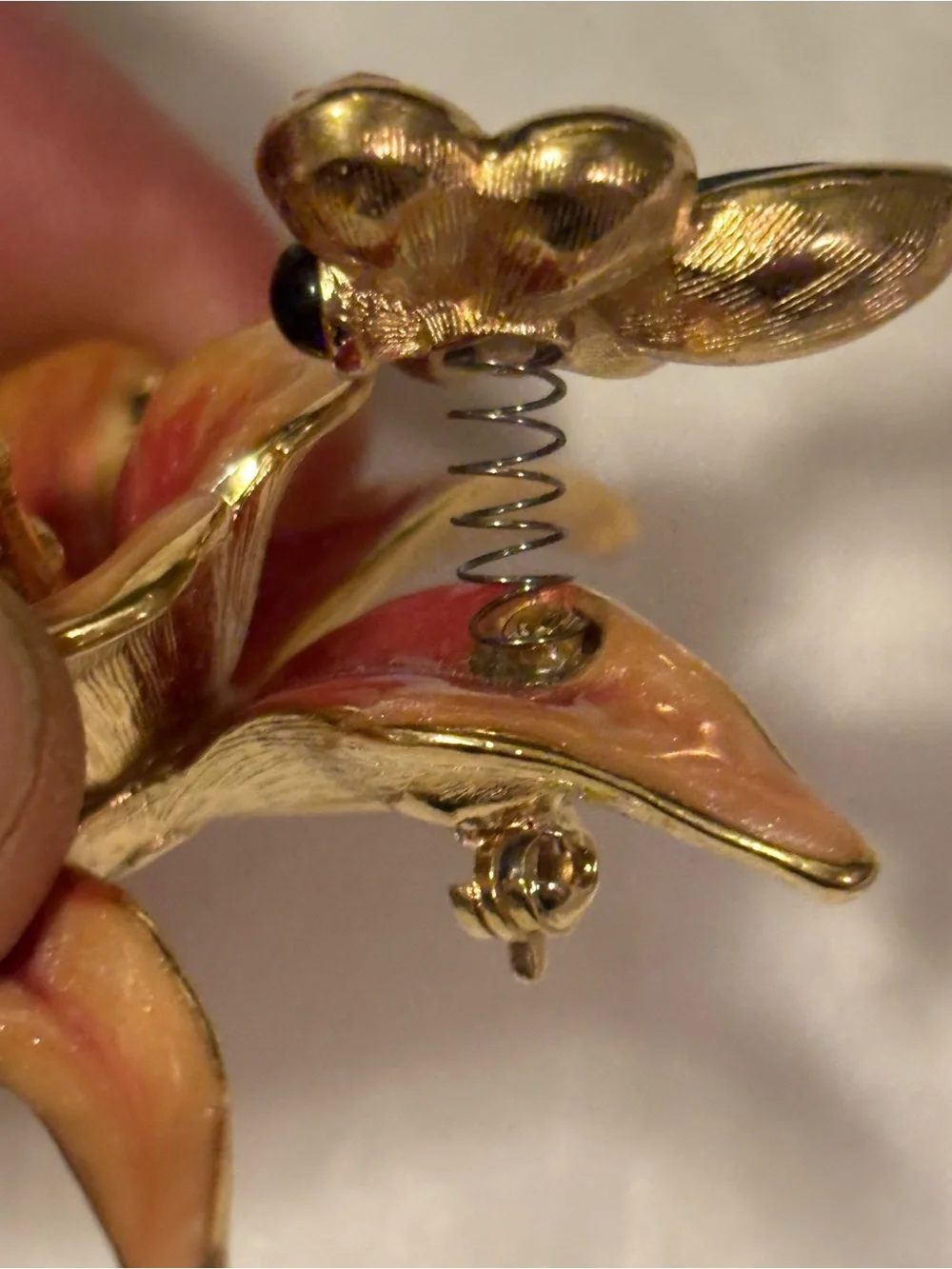 Bob Mackie Gold Plated Enamel Floral Brooch with Bee with Gems